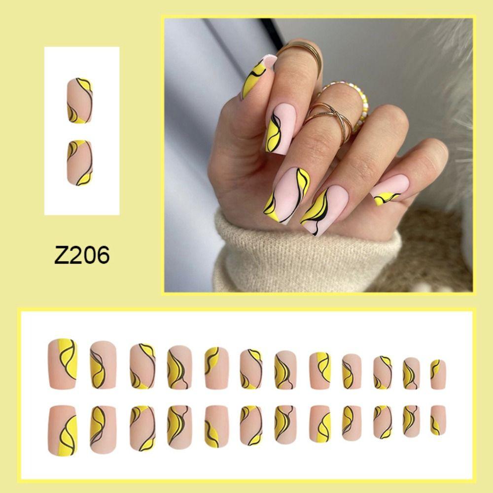 Линии накладных ногтей Нажмите на ногти Асимметричный леопардовый летний пляж Накладные ногти Длинные квадратные французские ногти