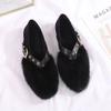 Fashion Women Fur Ballet Dance Shoes Flats Buckle Loafers Shoes Woman 2025 Trend Fashion Winter Shallow Warm Snow Boots Zapatillas Mujer