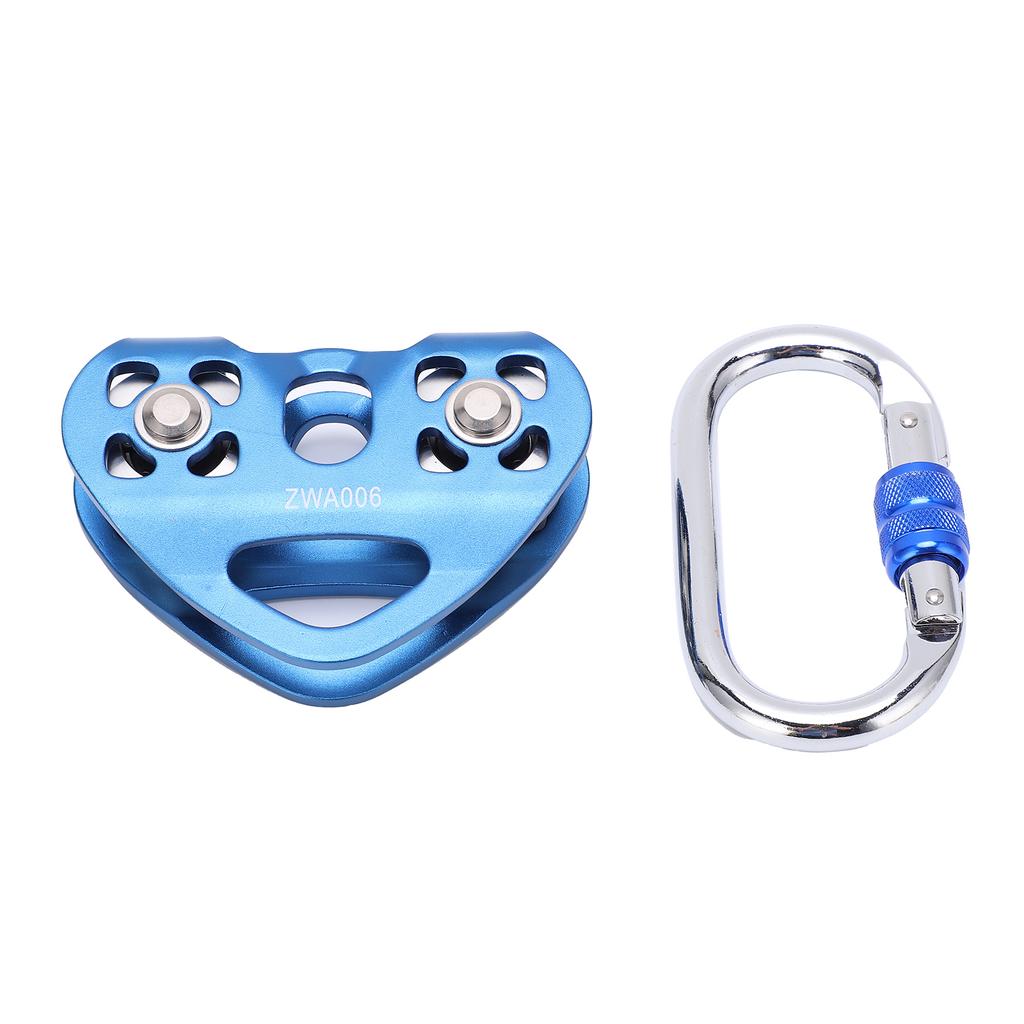 Double Shaft Pulley Aluminum Alloy HeartShaped Hanging Wheel Rock Climbing Machinery Supplies(Blue )