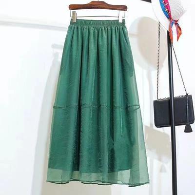 Юбка-полусолнце женская летняя повседневная универсальная эластичная юбка свободная удобная однотонная юбка