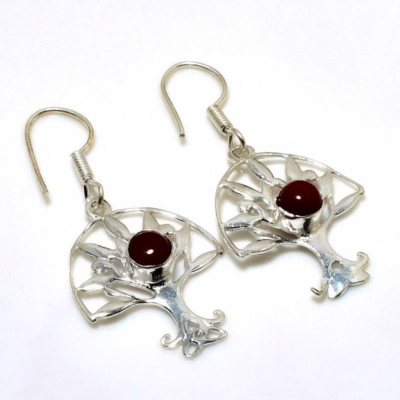 Ruby(Simulated) Gemstone 925 Silver Plated Handmade Jewelry Earring 1.89"
