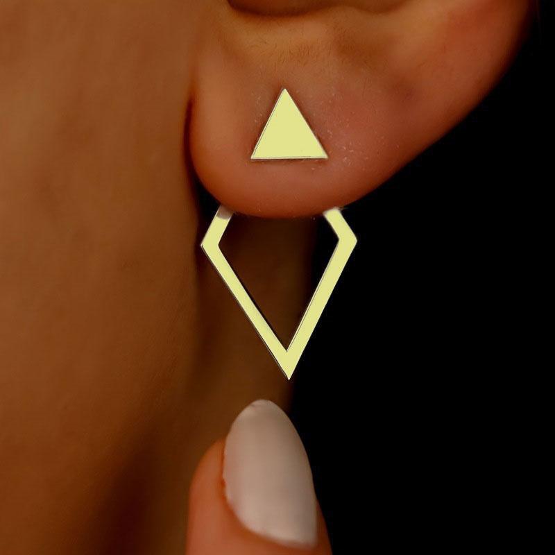 Геометрические треугольные серьги-гвоздики для женщин, золотые серьги, ювелирные аксессуары