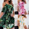 Женское летнее сексуальное элегантное платье на бретельках с открытыми плечами и цветочным принтом, повседневное женское шифоновое пляжное платье в стиле бохо, Vestidos