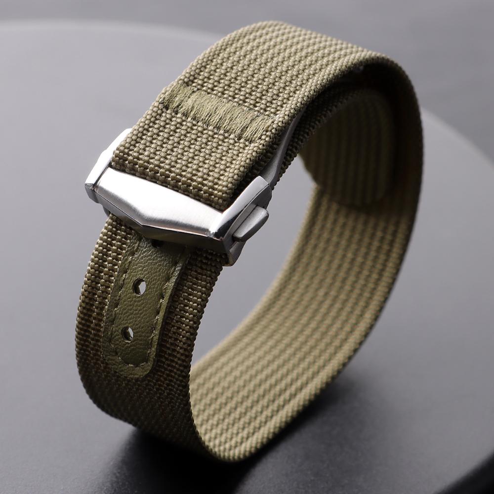Ribbed Nylon Watch Band 20mm for Omega Diving Watch Strap Folding Buckle Bracelet Loop Military Washable Blet for Men Watchbands