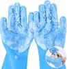 Pet Grooming Gloves - Heat Resistant Silicone Gloves with High-Density Teeth, Enhanced Five Finger Design for Bathing and Massaging Dogs and Cats