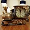 Cartoon Locomotive Train Alarm Clock Antique Engine Design Table Desk Decor
