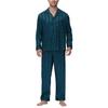 2Pcs/Set Silk Satin Men Pajama Set Button Down Long Sleeve Pajama Top with Notch Collar