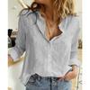 Turn Down Collar Long Sleeve Buttoned Cotton Shirts Women Solid Color Loose Plus Size Tops White Blue Blouse