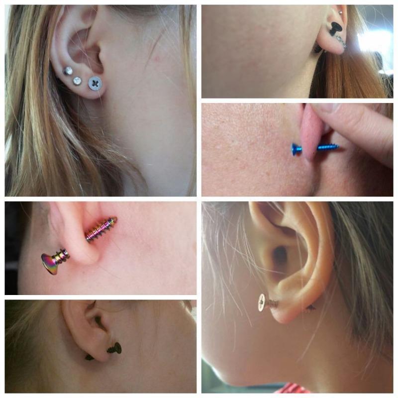 2Pcs 316L Stainless Steel Nail Screw Stud Earring for Women & Men Fashion Punk Cartilage Ear Piercings Jewelry