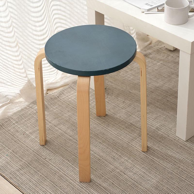 Скандинавский стиль, цветной, на высоких ножках, круглый деревянный табурет - Современный минималистичный дизайн