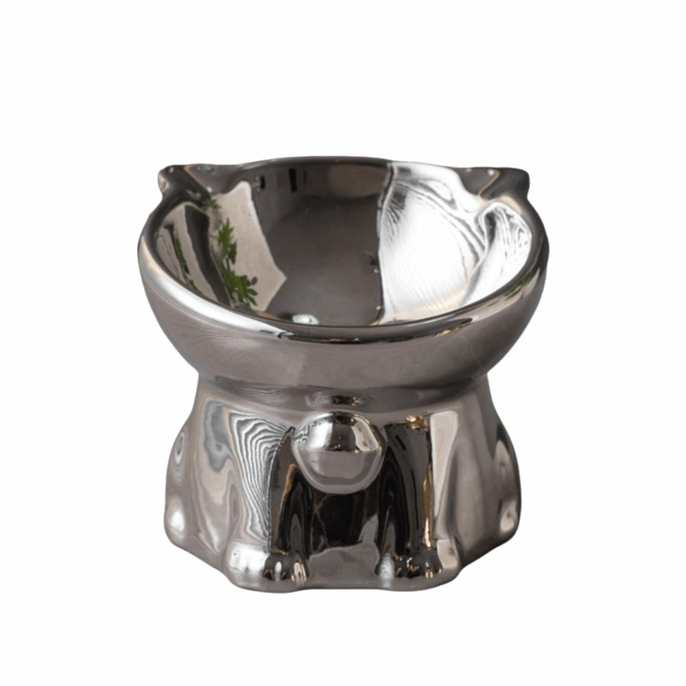 Anti-Spill Ceramic Cat Bowl Cat Shaped Cat Water Bowl Elevated Pet Food Feeder  Cat Drinking