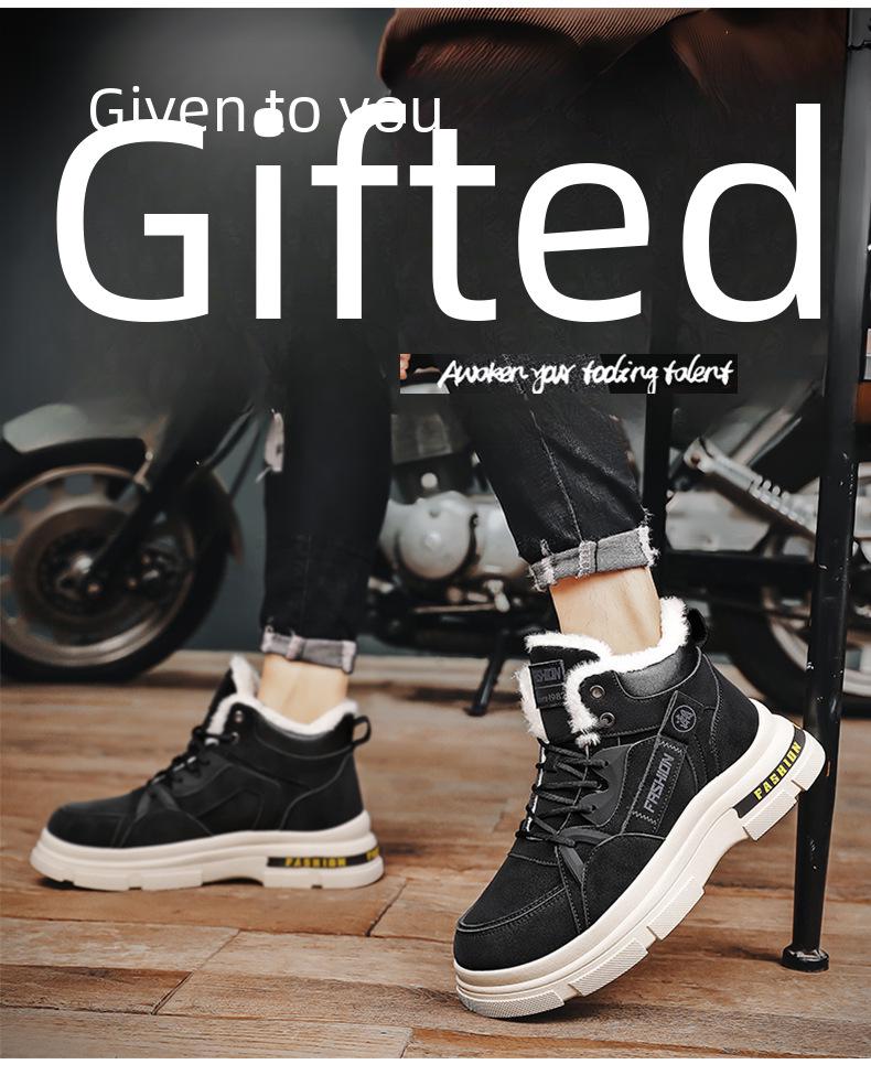 Мужские высокие зимние ботинки на шнуровке с бархатной подкладкой - Теплые уличные зимние спортивные ботинки Мартин