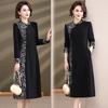 Mom's 2025 Spring Chinese Style Cheongsam: Elegant Long Dress for Middle-Aged Women