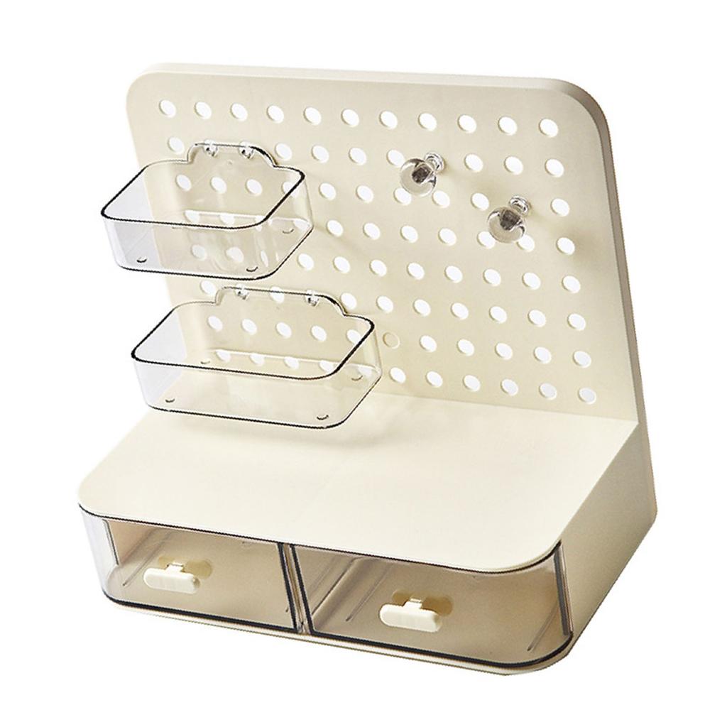Pegboard Desktop Simple Multifunctional Plastic Storage Rack with Drawers for Stationery Headbands