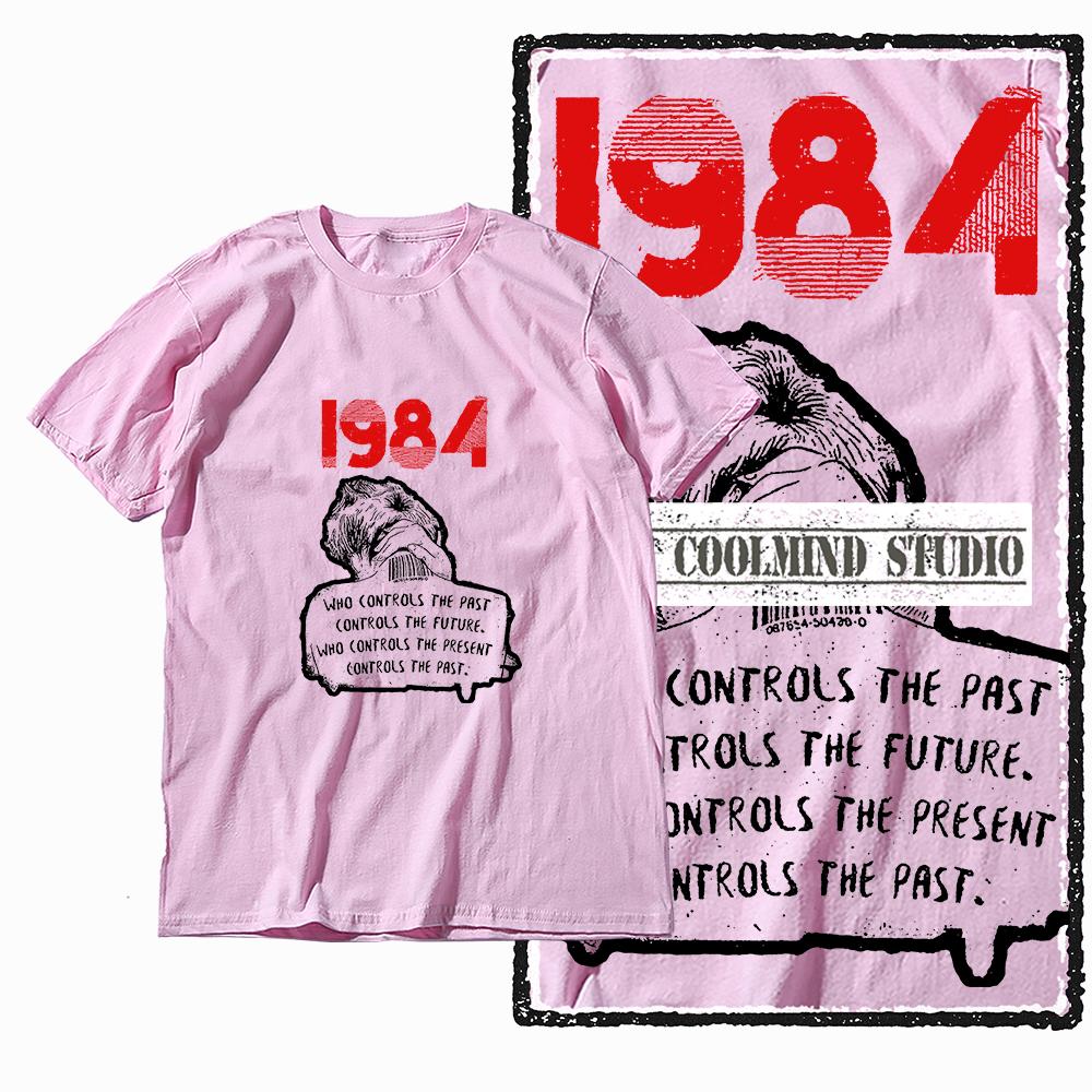Coolmind X0019 Хлопок большой размер принт 1984 эксклюзивная графика унисекс футболка свободная с круглым вырезом унисекс футболка повседневная футболка для унисекс футболок