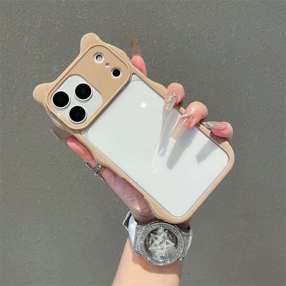 3D Чехол для телефона с ушками кошки, прозрачный, из PC+TPU, для iPhone 17 Pro Max 16 15 14 13, противоударный, прозрачная защитная задняя крышка