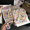 Color Flower Silk Scarf Sweet Square Scarf Women'S Scarf Simulation Silk Neck Protection Scarf Travel Decoration Sun Protection