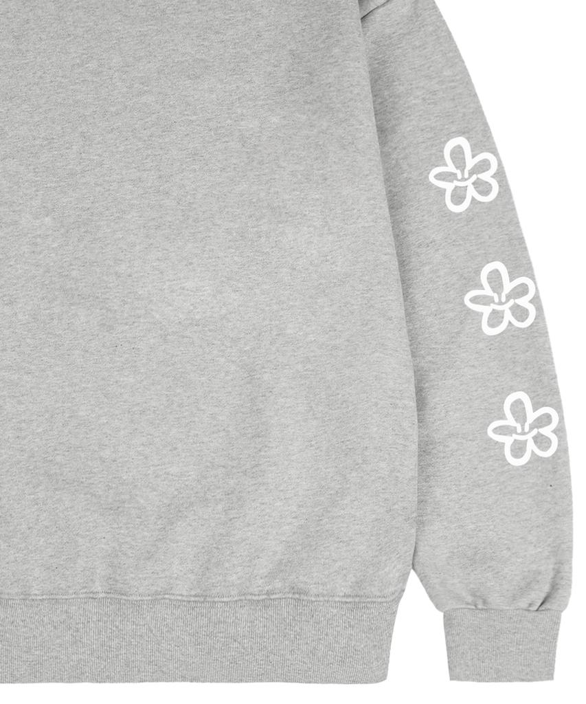 GRAVER [Unisex] Elbow 3 Line Flower Sweatshirt_Gray