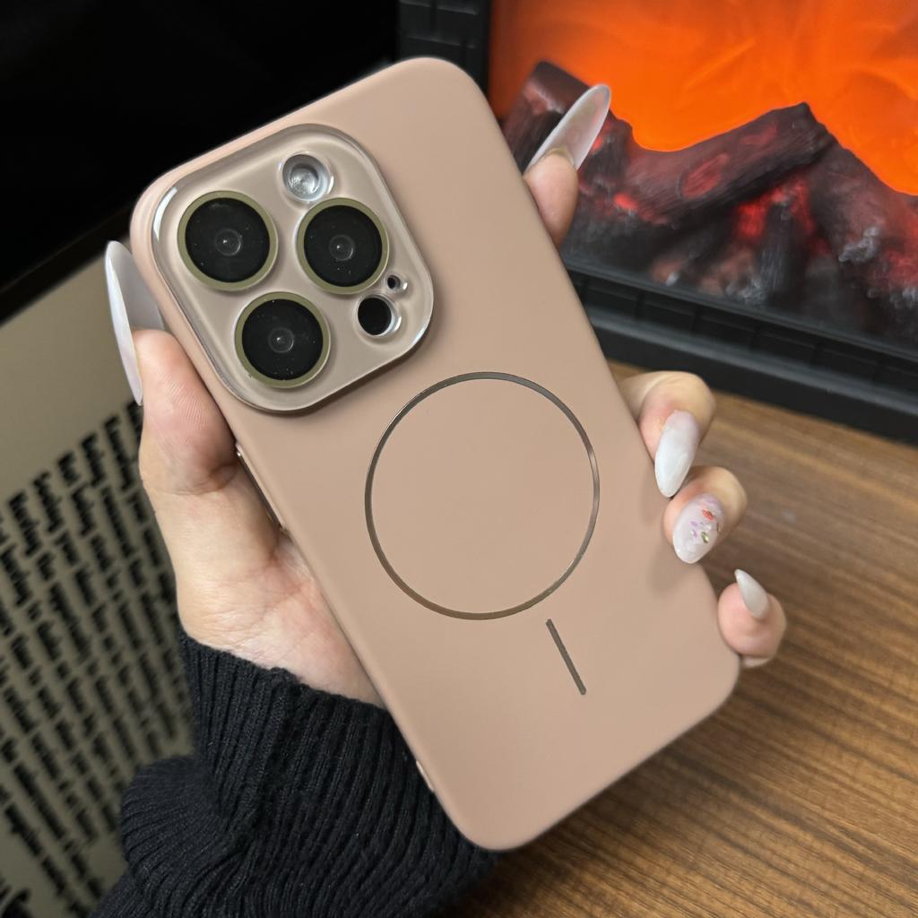 Applicable To Apple 16promax Skin-feeling Thin Circle Magnetic Suction Phone Case Crystal Lens IPhone 15 Protective Case Full Package