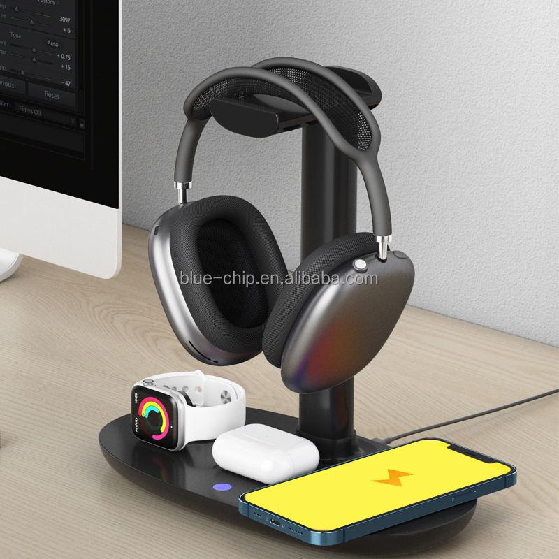 Multiple 4 in 1 Headphone Stand Wireless Charger Headset Holder Charging Station Holder Universal Portable Wireless Charger