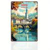 HD Tin Sign Vintage World Travel City Wall Decor  Retro Rome Paris Dubai Miami Travel Poster Art Metal Tin Sign for Travel Love