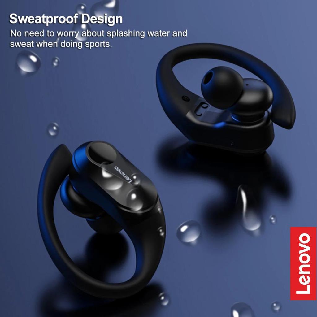 Lenovo Спортивные беспроводные наушники LP75 с микрофонами, кнопочным управлением, светодиодным дисплеем питания, стереозвуком Hi-Fi Bluetooth 5.3 TWS-наушники