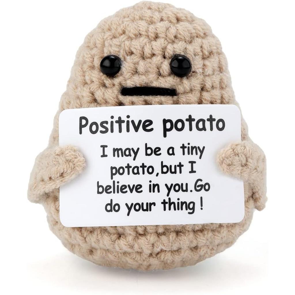 Mini Funny Positive Potato, 7.5cm Knitted Positive Potato Creative Cute Wool Funny Knitted Positive Potato for Birthday Party Decoration Encouragement