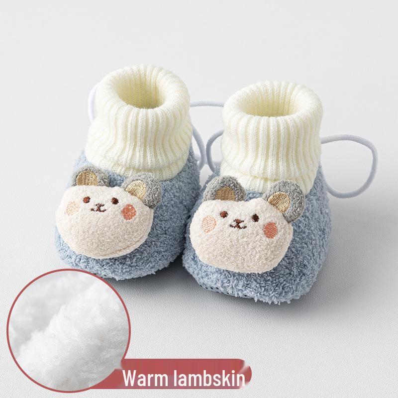 Warm Lambswool Fleece Baby Prewalker Shoes - Non-Slip, Thickened for Autumn/Winter