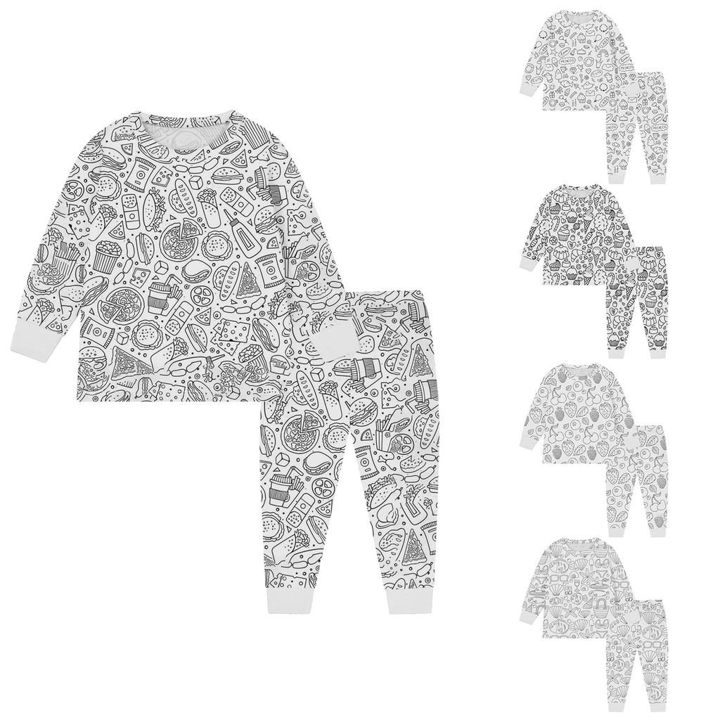 Детский комплект домашней одежды Sketch Coloring Fun Раскрашенная вручную домашняя одежда Пижамный комплект