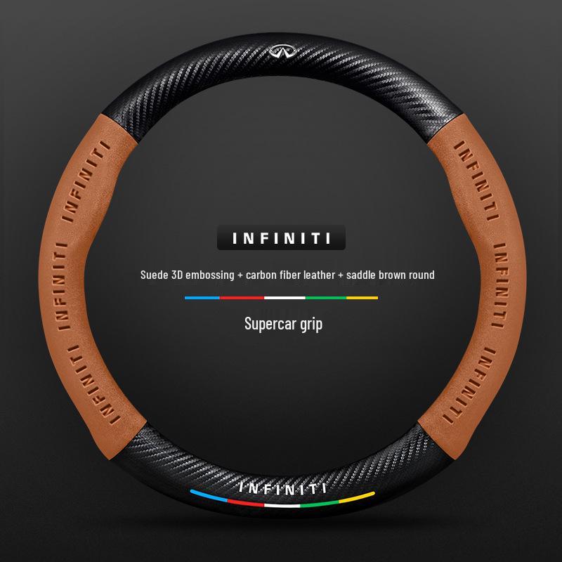 Infiniti Special Car Steering Wheel Cover - Genuine Leather, Suede, Carbon Fiber, Universal, Breathable, All-Season