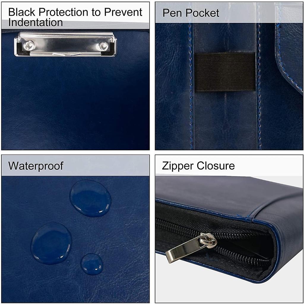 Бизнес-портфель на молнии Padfolio из искусственной кожи Папка для собеседования Резюме Органайзер для юридических документов с коричневым буфером обмена формата А4