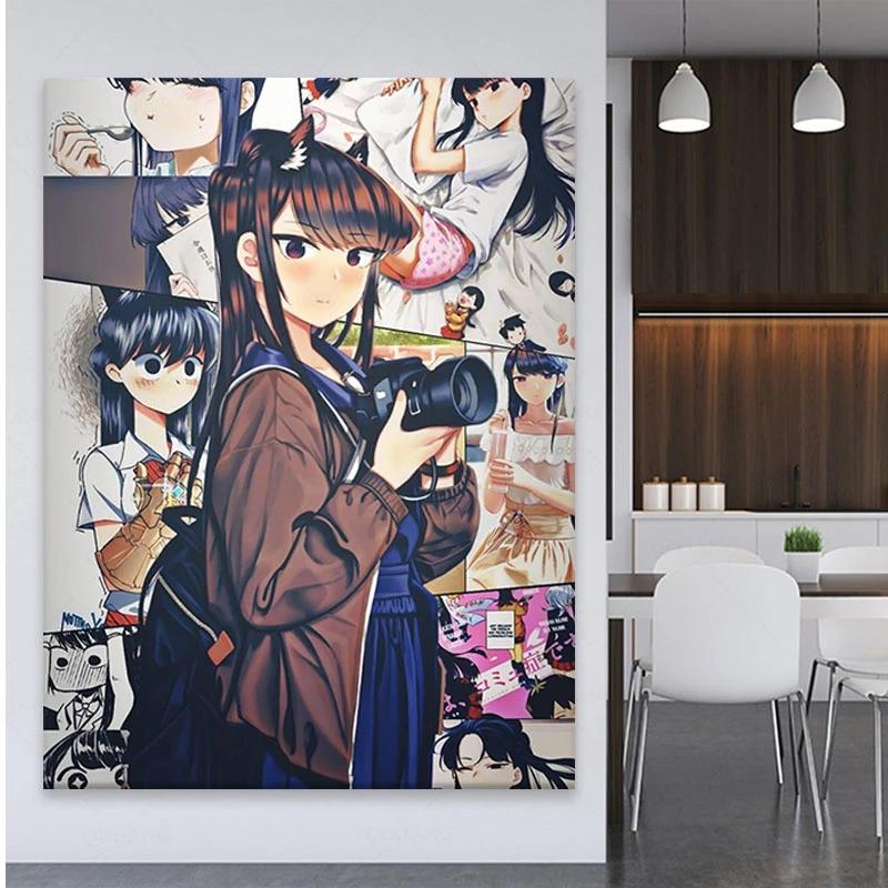 Рамка из цельного дерева Komi Shouko Komi San, аниме, украшение, домашний декор, холст, живопись, гостиная, манга, настенные художественные фотографии, плакаты, принты
