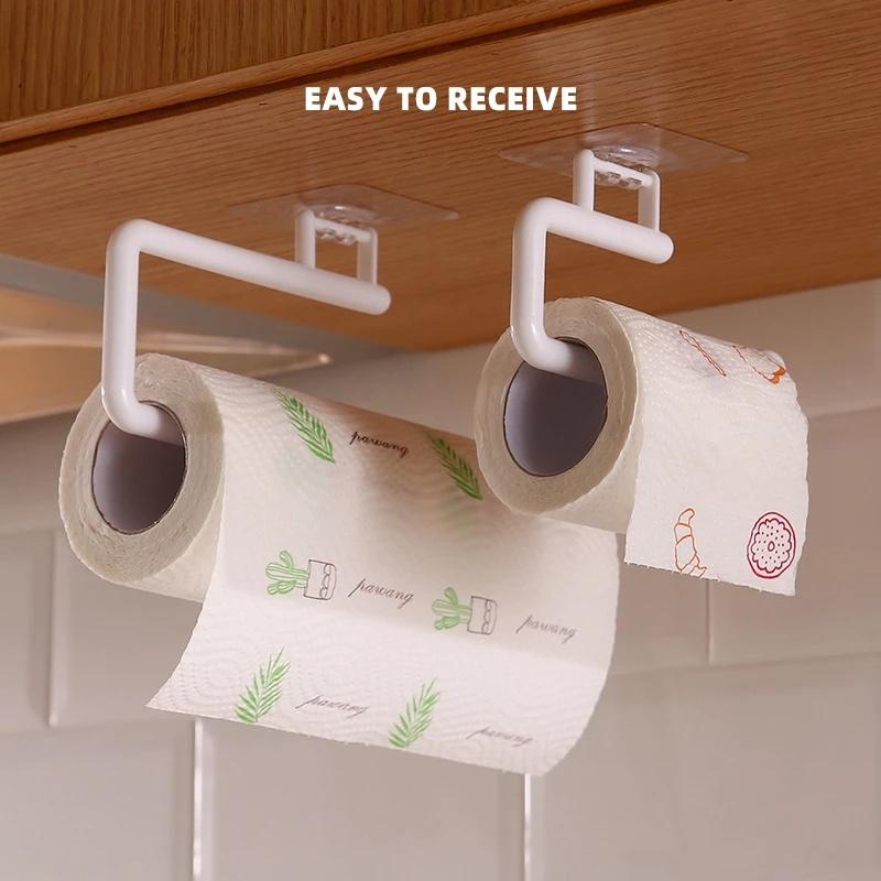 Kitchen Paper Roll Holder Towel Hanger Rack Bar Cabinet Rag Hanging Holder Bathroom Organizer Shelf Toilet Paper Holder for Home