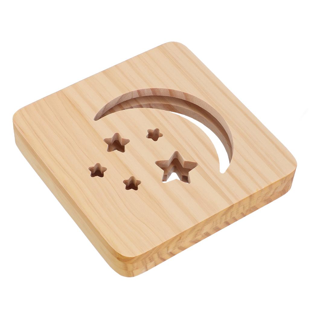 Деревянный 3D светодиодный светильник с рисунком луны и звезд, защита глаз, USB-блок питания, теплый белый ночник f