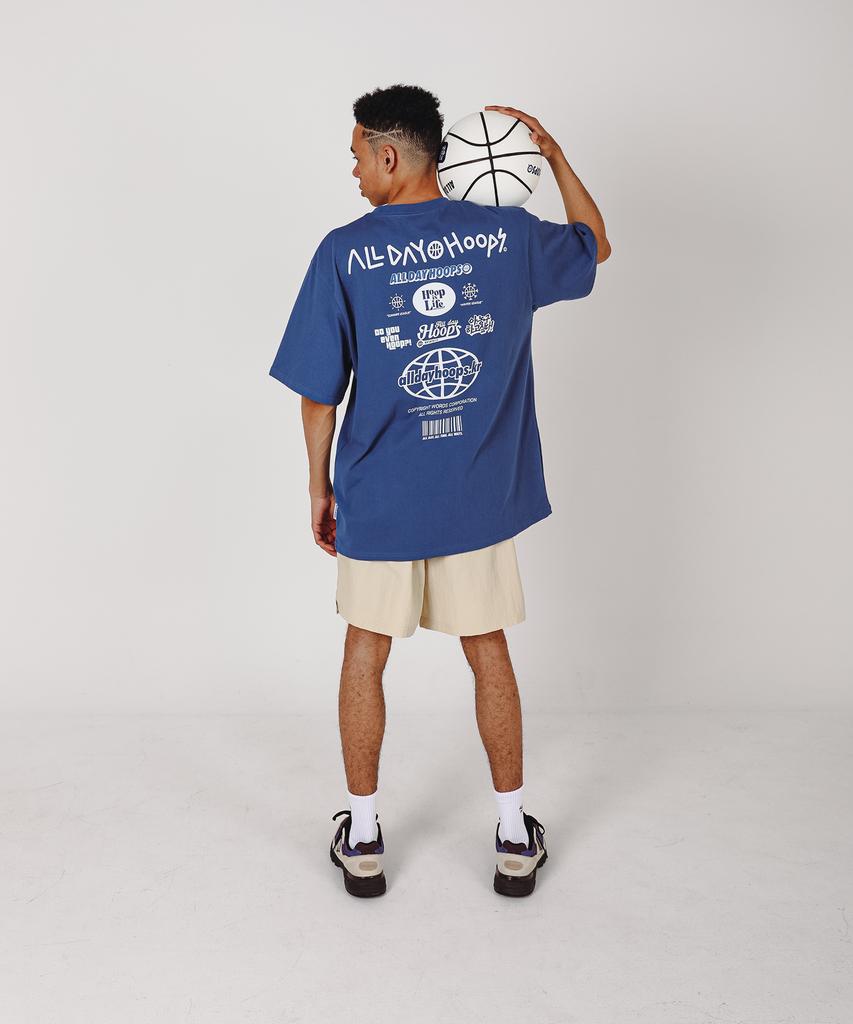 ALL DAY HOOPS Hoop S2 Logo Short Sleeve T-Shirt Blue