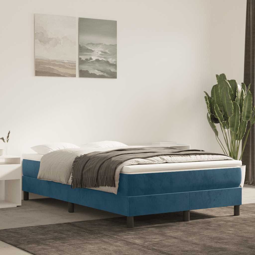 Box Spring Bed Frame Dark Blue 120 x 200 cm Velvet