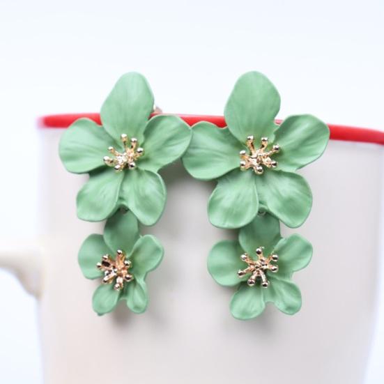 1 Pair Colorful Flower Stud Earrings Matte Bright Color Elegant Nonallergic Sweet Flower