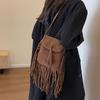 Small Tassels Design Crossbody Bags for Women  Winter PU Leather Fashion Punk Style Handbags Suede New Trendy Flap Bags