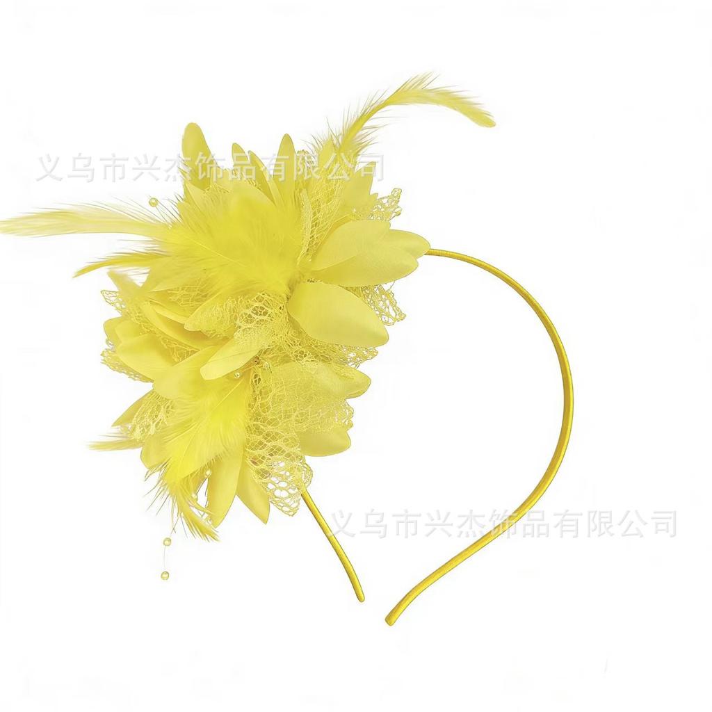 European and American new feather flower headband headband team popular bride retro style headband hair accessories