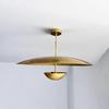 Elegant Handmade Modern Italian Chandelier 3-Light Flush Mount Pendant with Double Disk Shades In Raw Brass Finish for Home Decor