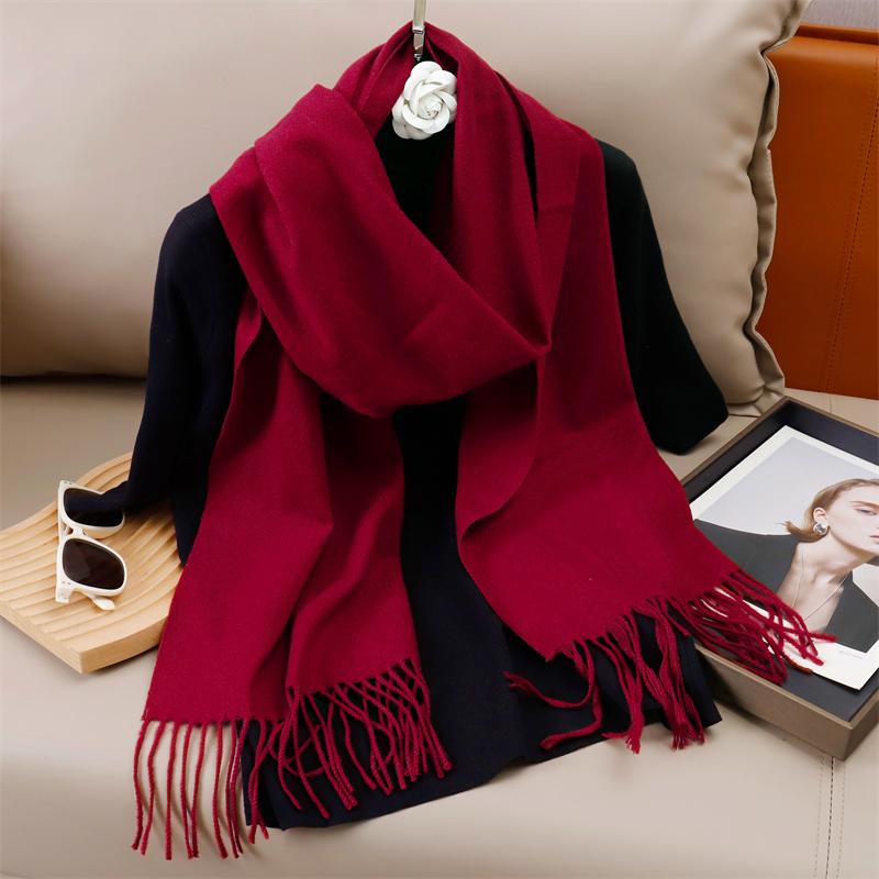 New Winer Warm Cashmere Scarf for Women Fashion Solid Thick Blanket Pashmina Shawl Wrap Female Bufanda Echarpe Foulard