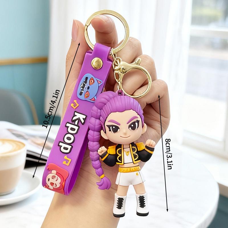 Warrior Girls Keyring Keychains Anime Movie Rumi Mira Zoey Keychain PVC Figure Pendant for Bag Backpack Charms Kids Gifts
