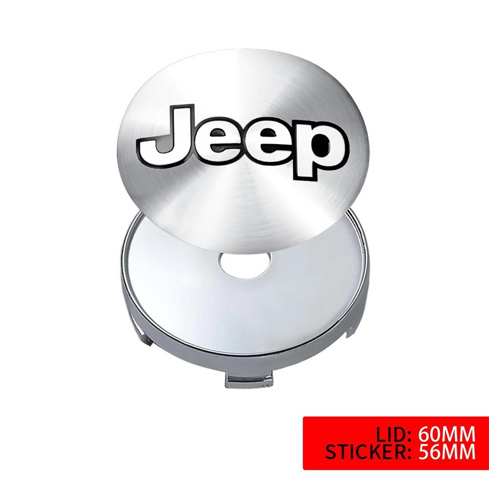 For Jeep 4PCS 56/60mm Car Vehicle Wheel Hub Center Cap Cover Decals Stickers Badge For Jeep Renegade Wrangler jk Compass Gran