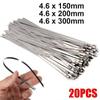 20Pcs Exhaust Wrap Cable Zip Tie 4.6mm Locking Ties Durable 304 Stainless Steel Cable Ties