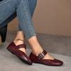 Fashion French Mary Jane Low Heels Shoes Retro Leopard Round Toe Buckle Belt Shallow Mouth Flat Ballet Shoe Casual Walking Zapatos