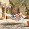 Double Hammock 2 Person Swing Bed with Spreader Bars, Pillows, Pad, 200 x 140cm, Cream White