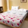 1 Simple Modern Plant Flower Heart-Shaped Printed Matte Fitted Sheet, Bedroom Printed Bed Cover, Bedding (Excluding Pillowcases)