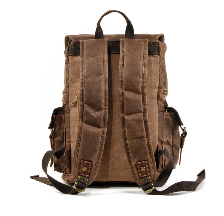 Retro Multi-Pocket Waxed Canvas Travel Backpack for Men