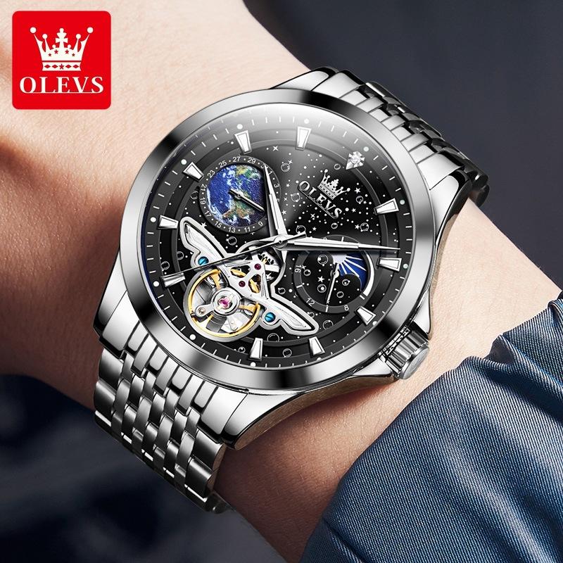 OLEVS Brand Watch Waterproof Starry Night Mechanical Watch Men's Watch Men's Watch