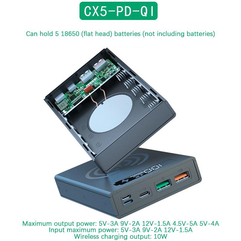 Съемный корпус для мобильного питания Diy 5*18650 Чехол для аккумулятора Power Bank Корпус для беспроводного зарядного устройства